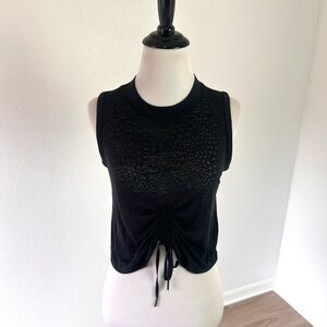 Lululemon Small Sheer Black Rouched Crop Tank Top